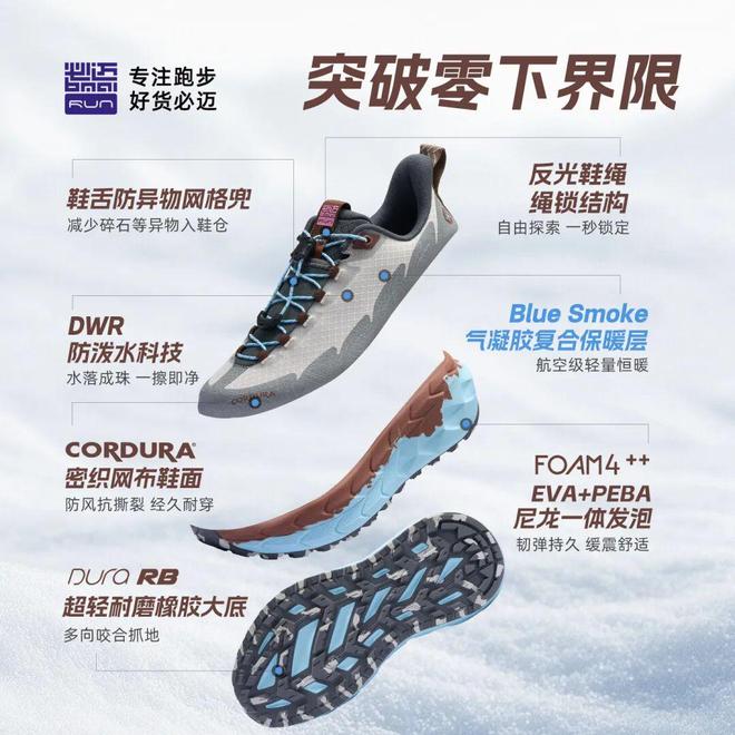 滑防泼水气凝胶保暖科技加持寒冬户外跑步必备！【越冷越野畅跑无阻】必迈陆巡全天候跑鞋防风防(图2)